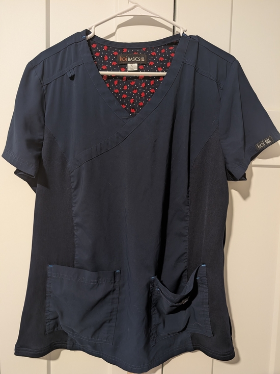 koi Tops - Women's Koi Basics Navy V-Neck Short Sleeve Scrub Top